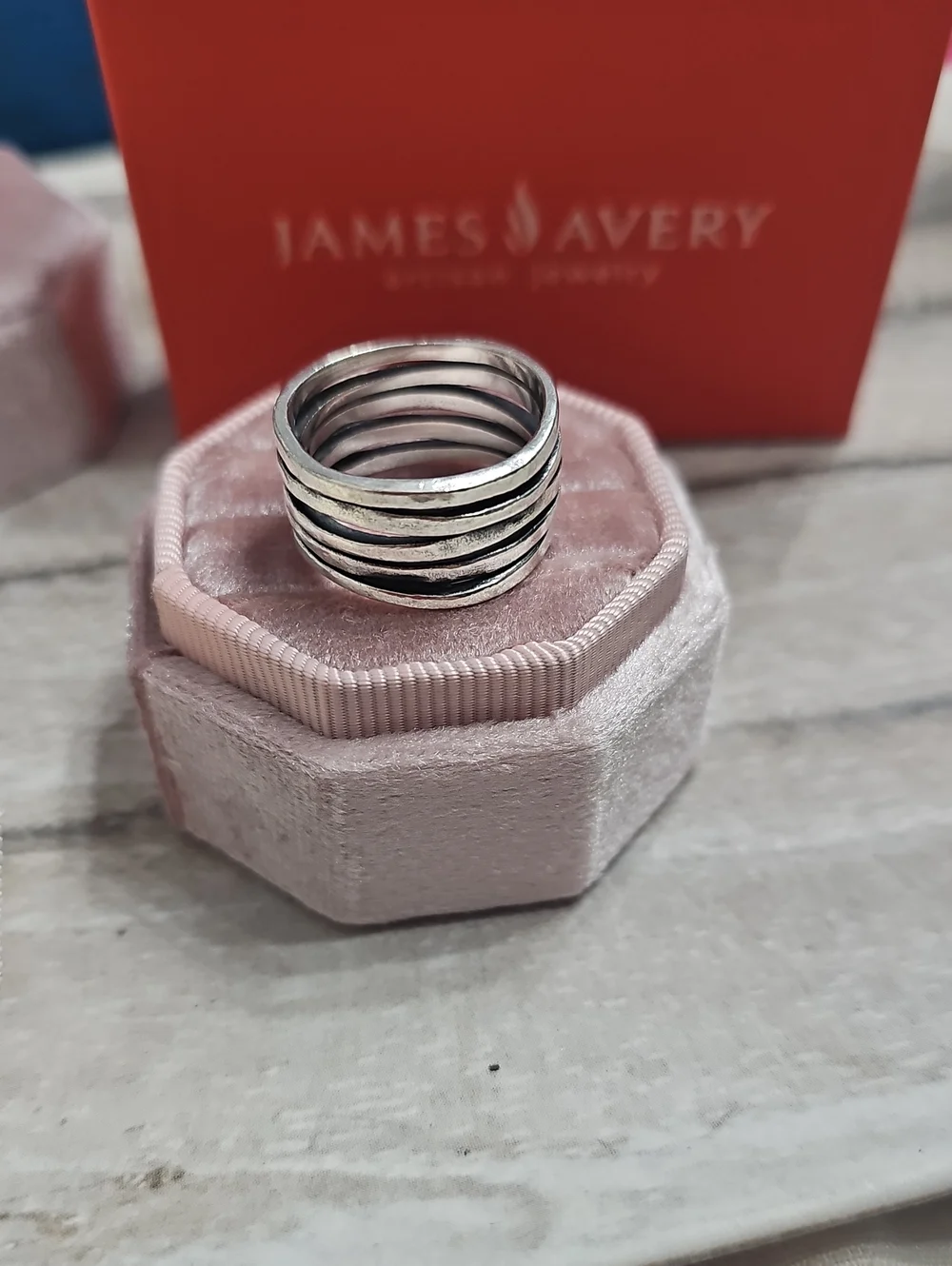 James Avery Retired 925 Sterling Silver 5 Hammer Stacked Hammered Ring